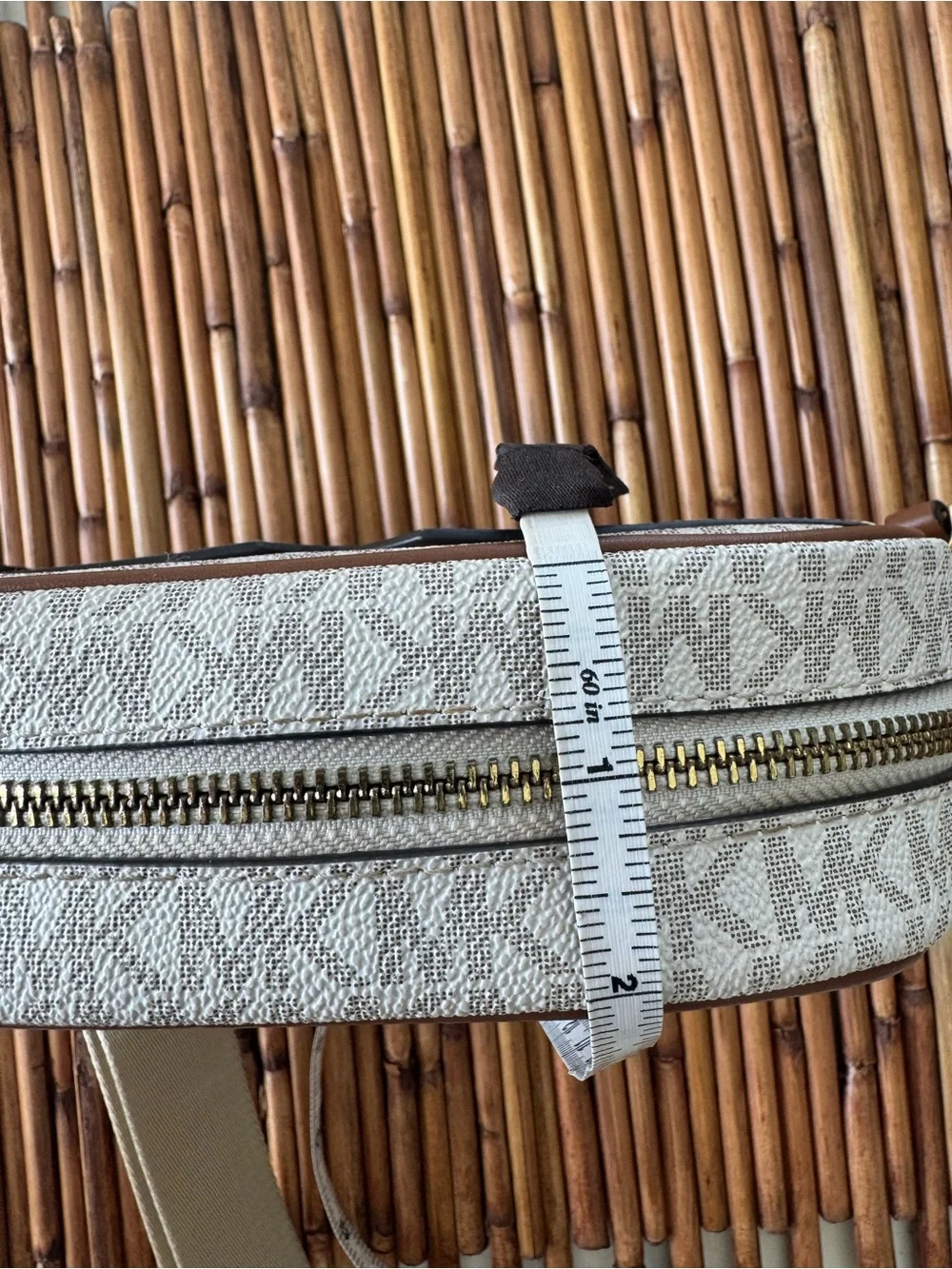 Michael Kors Cream and Brown Logo Crossbody Bag